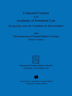 cover image of Collected Courses of the Academy of European Law 1993 Volume IV--2
